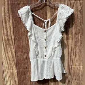 Moa Moa vintage Y2K cotton babydoll ruffle top Cottagecore coquette feminine M